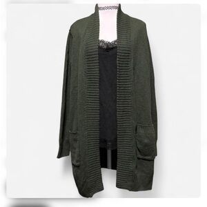 Orvis Dark Green Open Front Cardigan